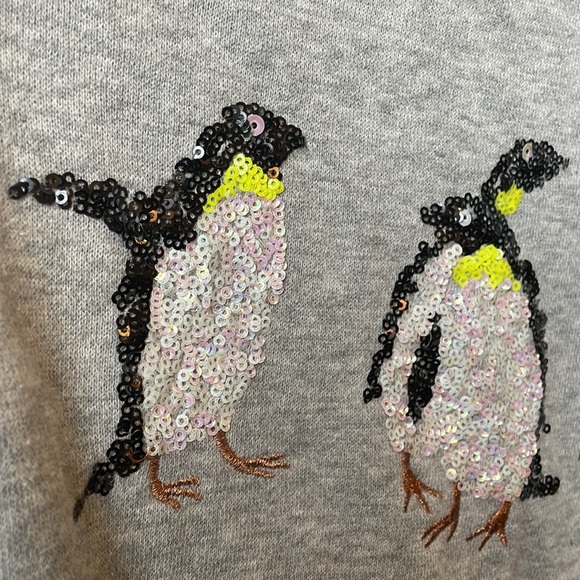 American Eagle Outfitters Penguin Sequin Crew Neck Sweatshirt in Gray S - Picture 9 of 15